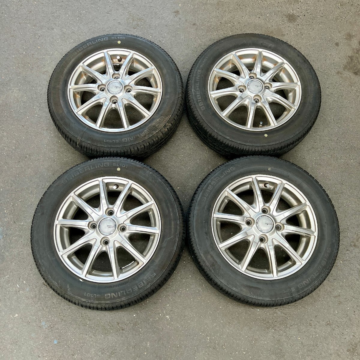 タイヤ付き社外ホイール4本　TOPPY SIBILLA NEXT GS-5(トピー シビラ ネクスト)　13×4.00B　+43　100　4穴　155/65R13　2021年製　1ミリ_画像1