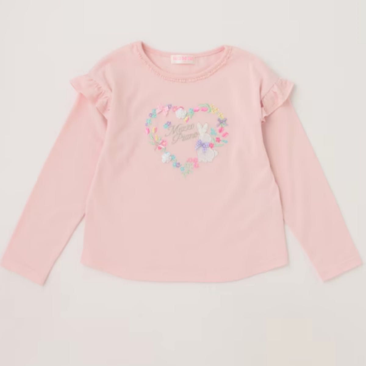 メゾピアノ 花ハートうさぎ長袖Tシャツ 130