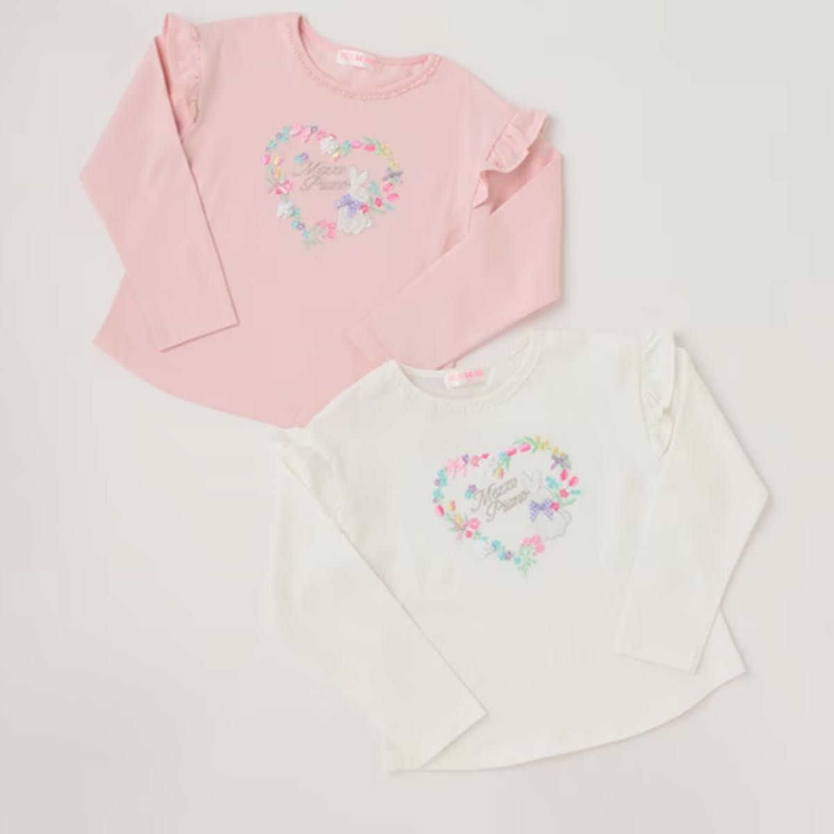 メゾピアノ 花ハートうさぎ長袖Tシャツ 130