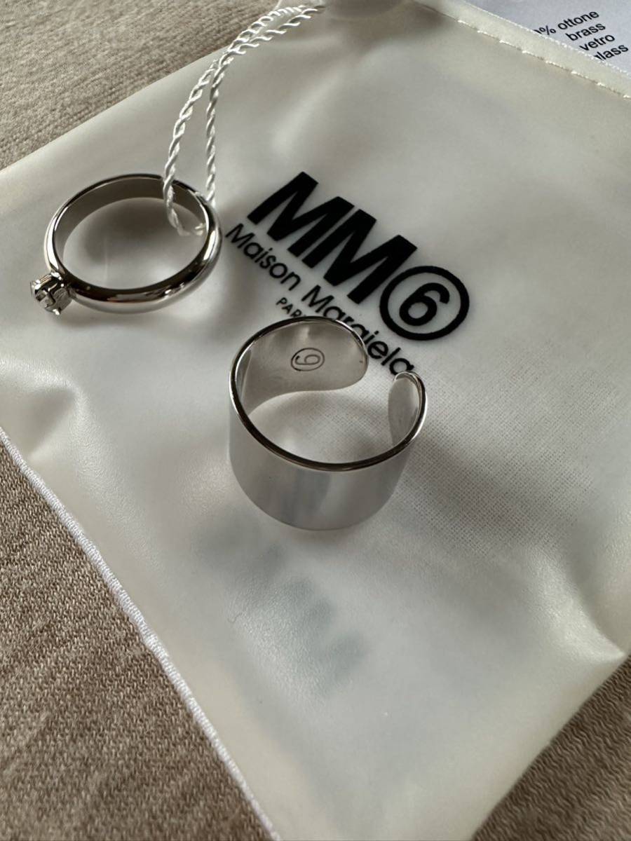 M新品 メゾン マルジェラ MM6 2連リング 指輪 シルバー リング-