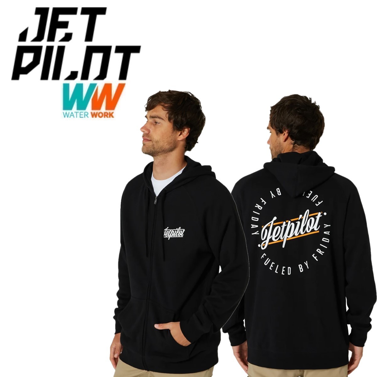 ジェットパイロット JETPILOT 2023 パーカー 送料無料 フライデー ジップ アップ W23710 ブラック 3XL フーディー スウェット トレーナー