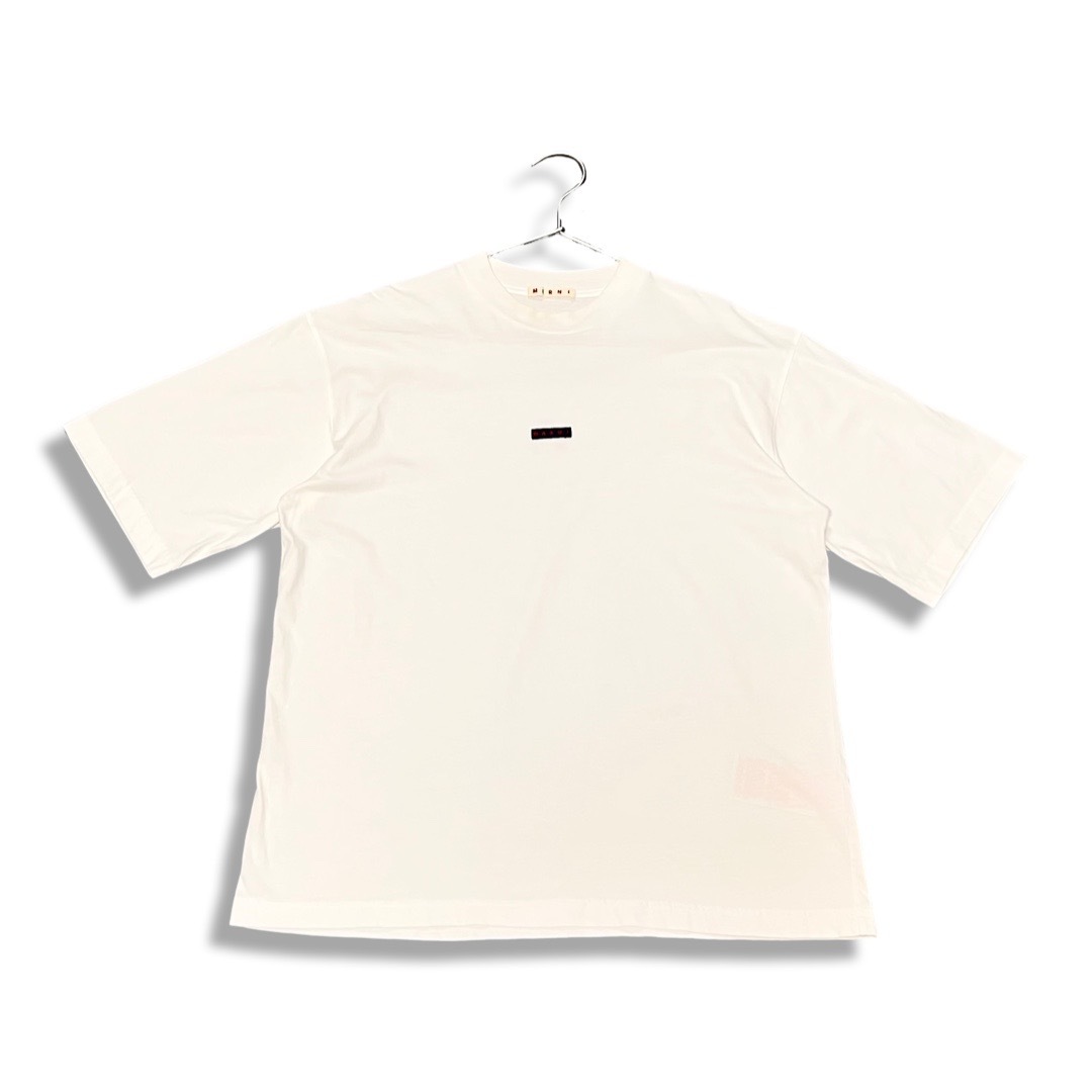 MARNI マルニ クルーネック ロゴ 半袖 コットン Tシャツ size 48 ホワイト メンズ HUMU0223X1 UTCZ57_画像1