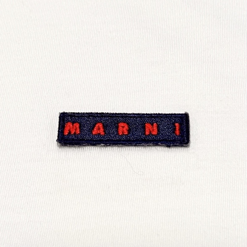 MARNI マルニ クルーネック ロゴ 半袖 コットン Tシャツ size 48 ホワイト メンズ HUMU0223X1 UTCZ57_画像4