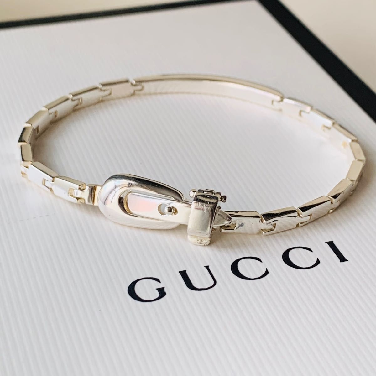 GUCCI ベルト バックル グッチ Id ブレスレット シルバー 925 プレート チェーン バングル