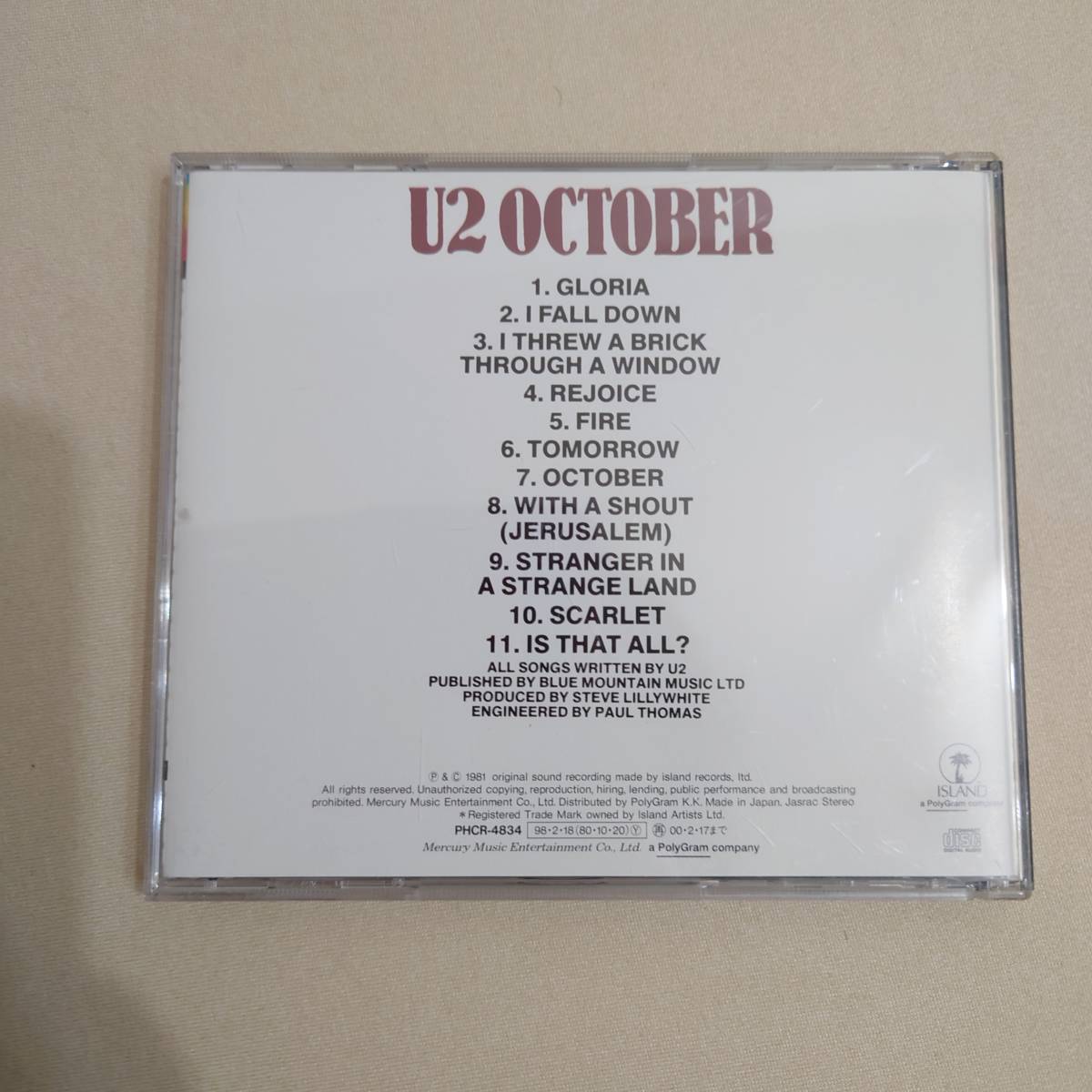 U2 october アイリッシュ・オクトーバー CD