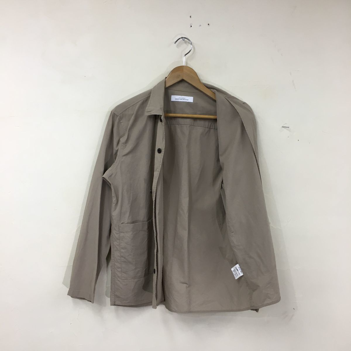 M1006-G◆美品◆green label relaxing グリーンレーベルリラクシング コート◆sizeS コットン100% ベージュ 無地 アウター 春服 ジャケット_画像5