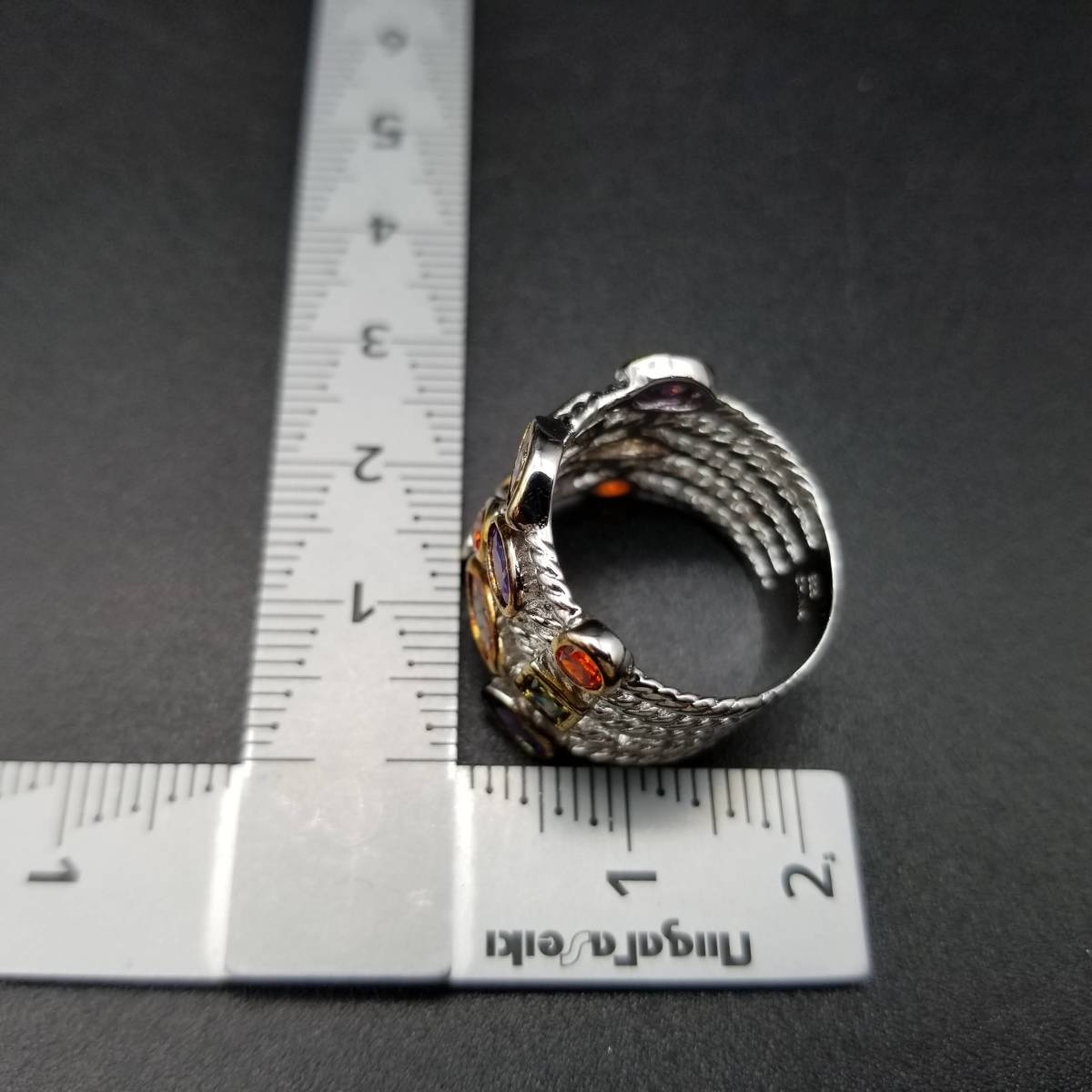 カラフル キュービックジルコニア レイヤー 925シルバー ヴィンテージ リング 銀 指輪 ビンテージ アクセサリー 重ね付け 層 ABB5_画像10