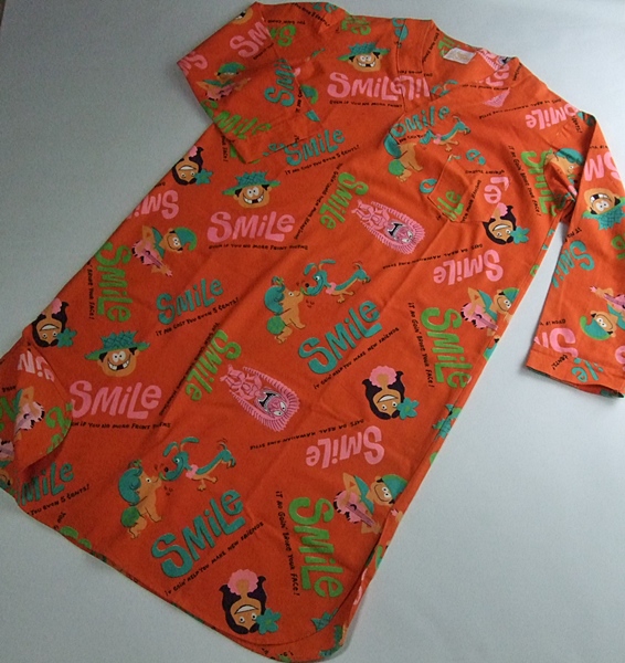 60's Hawaiian Paradise Smile X Tiki 柄 パジャマ アメリカ古着 ティキ スマイル ヴィンテージ アロハ ハワイ MADE IN HAWAII_画像3