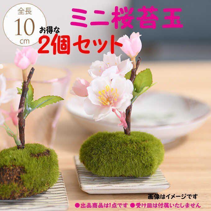 【新品/2個セット】ミニ桜苔玉 造花 花材 置物 インテリア アートフラワーの画像1