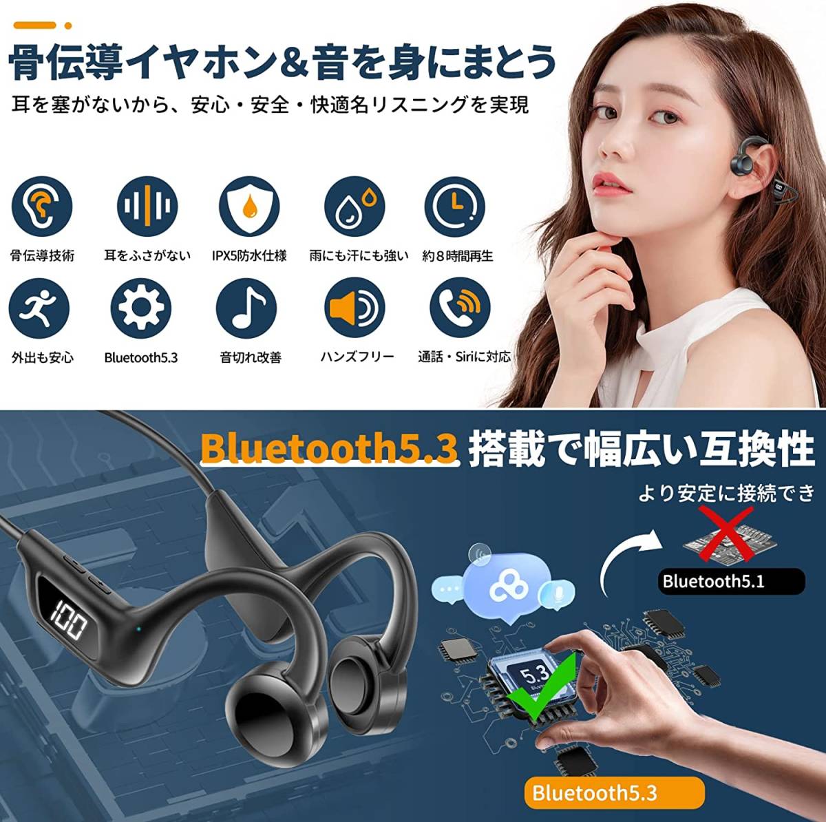 ... earphone Bluetooth5.3 wireless [2023 industry debut +LED display remainder amount display ]...... earphone 