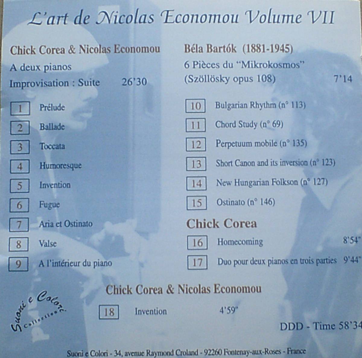 CD L'art de Nicolas Economou Vol. VII - A deux Pianos - Chick Corea & Nicolas Economou_画像2