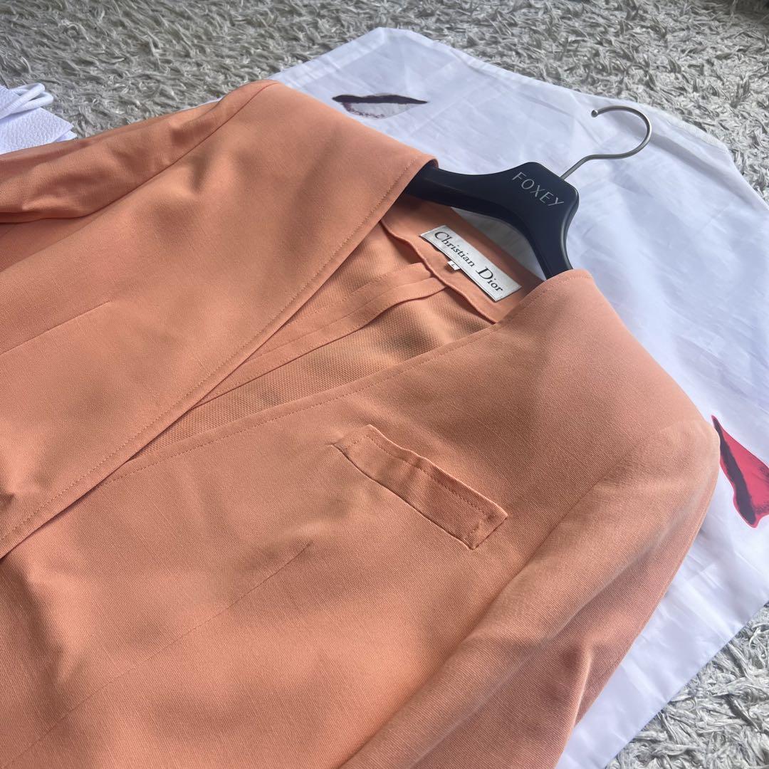 美品】Christian Dior ミドルジャケット オレンジ ロゴボタン L-
