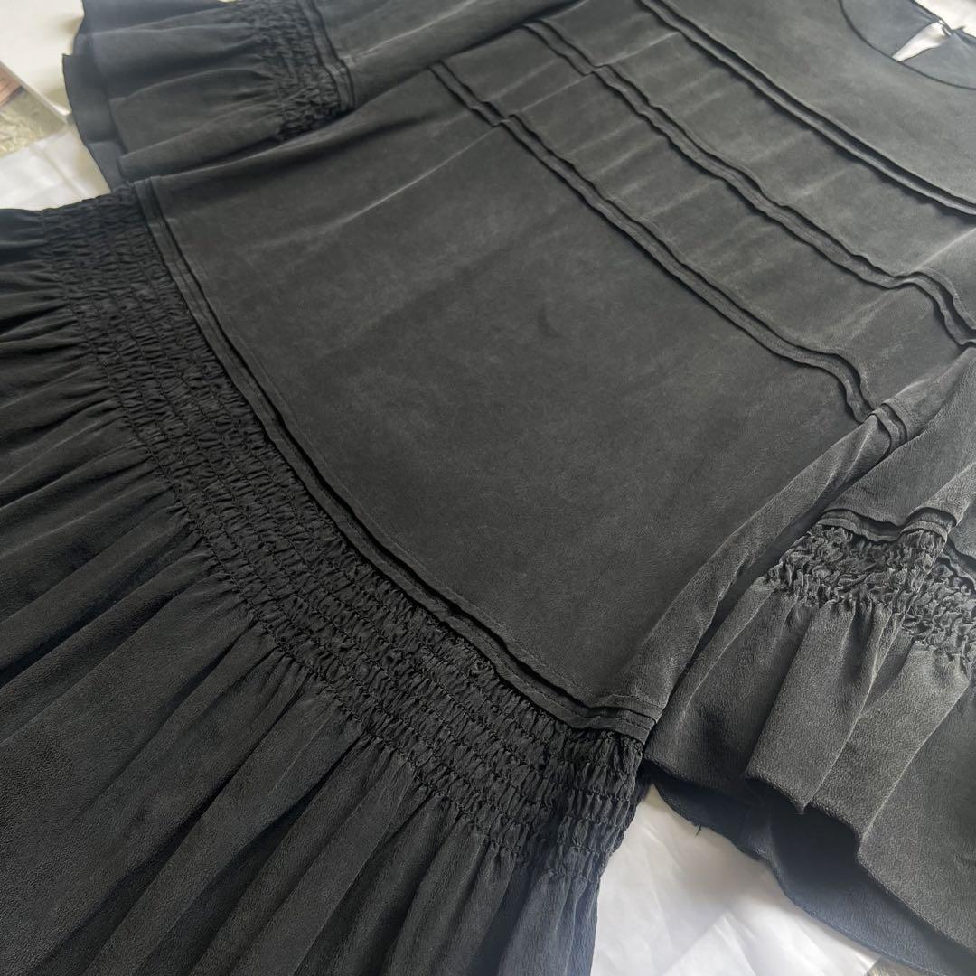 詰替え 【良品】MIU MIU 膝丈ワンピース ブラック 長袖 フレア 40