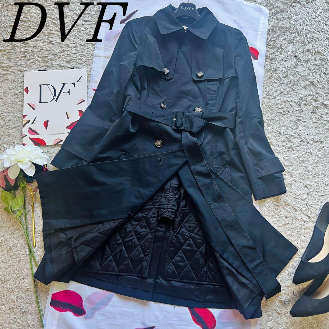 超爆安 【良品】DIANEvonFURSTENBERG ロングトレンチコート 黒 S P