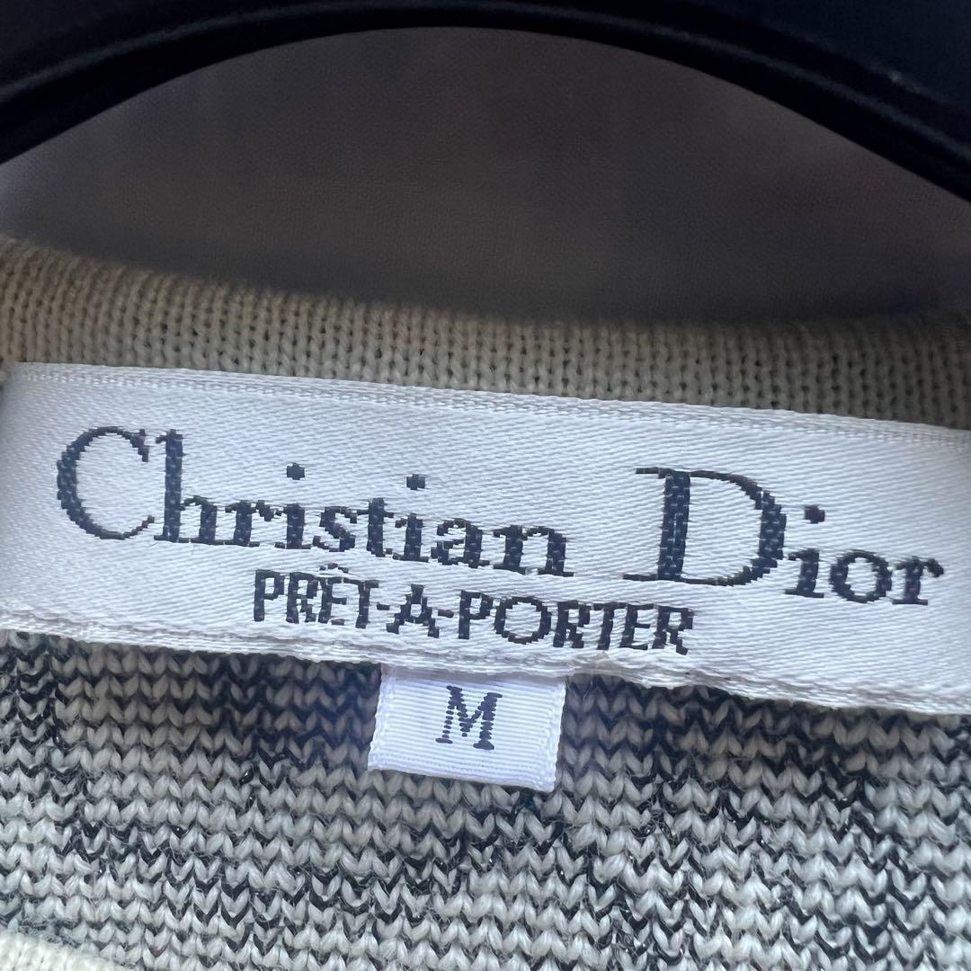 西日本産 【美品】Christian Dior ニットカーディガン ホワイト 総柄 M