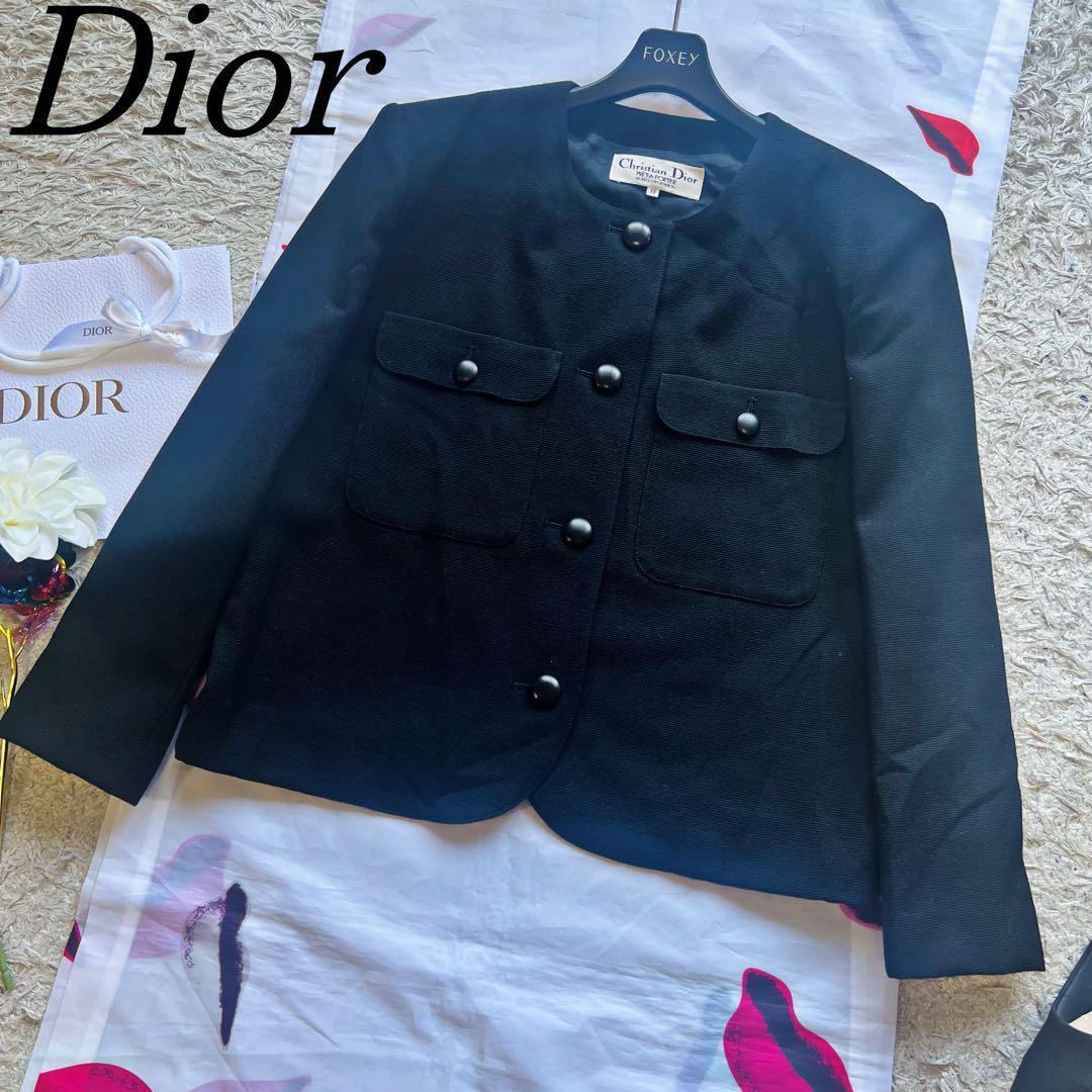 良品】Christian Dior ノーカラージャケット ブラック 13 L- Christian Dior ジャケット L
