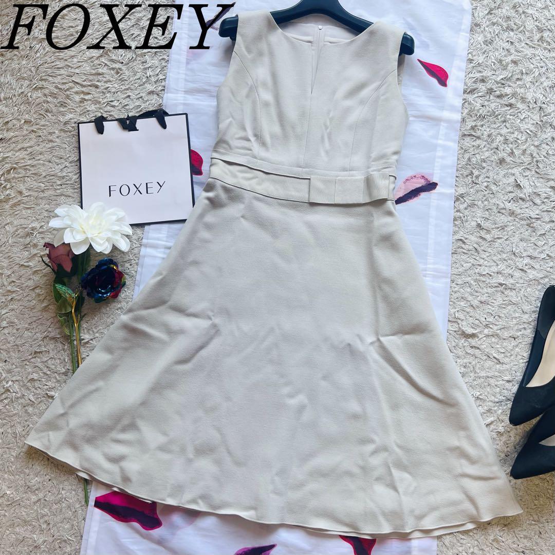 最高 フレア ノースリーブ 膝丈ワンピース 【美品】FOXEY リボン