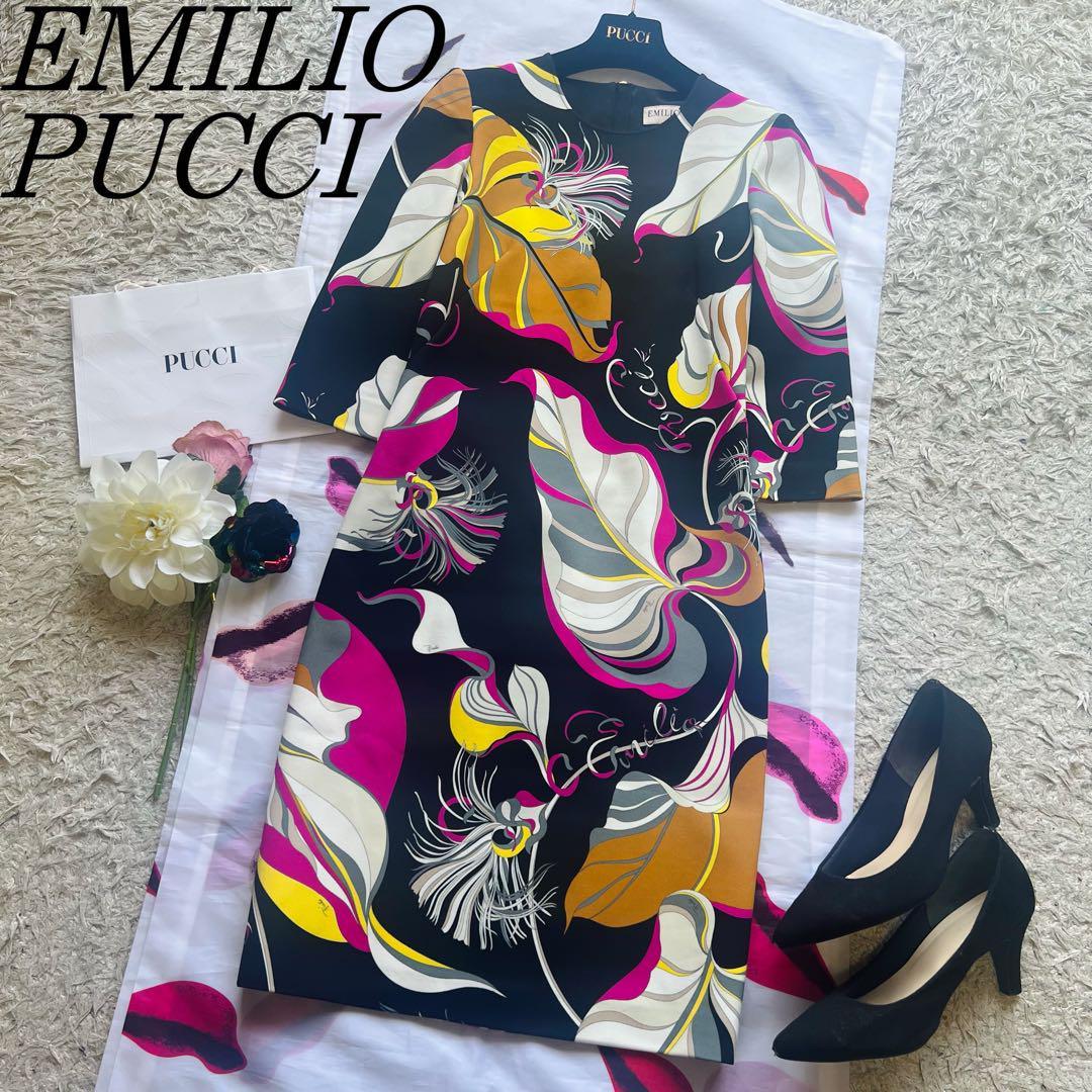 Aランク 【美品】EMILIO PUCCI 膝丈ワンピース ブラック バック