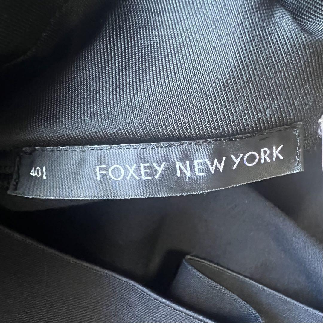 美品】FOXE NEW YORK 白襟コートワンピース ネイビー 40 フレア