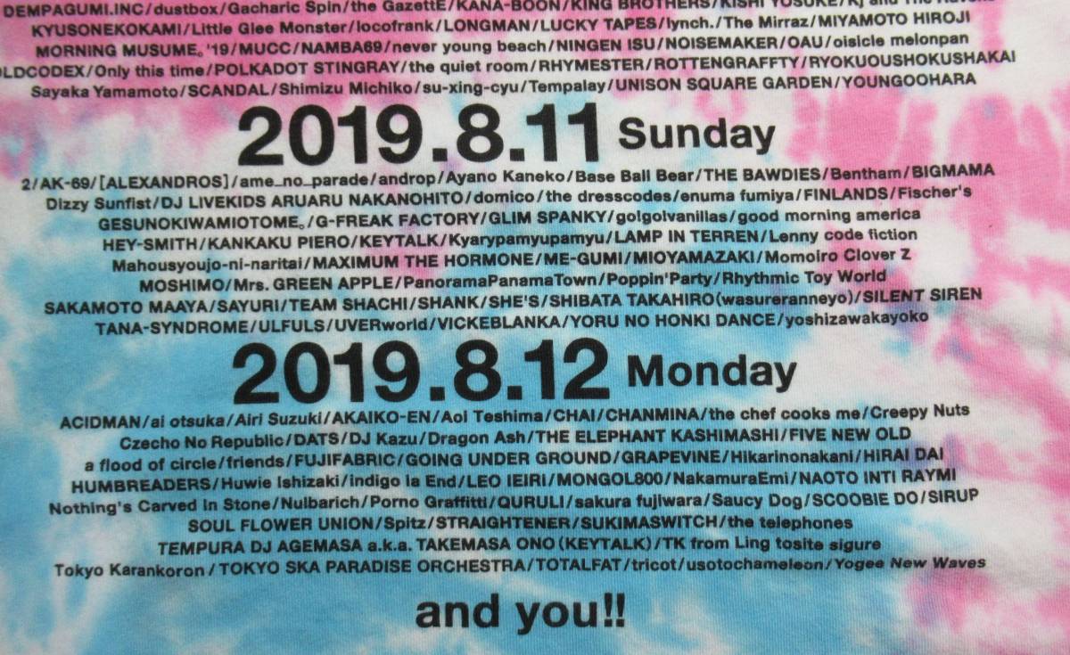 ROCK IN JAPAN FESTIVAL 2019/ロック・イン・ジャパン・フェスティバル 2019●Tシャツ タイダイ 20周年 rockin' on ロッキングオン_画像7