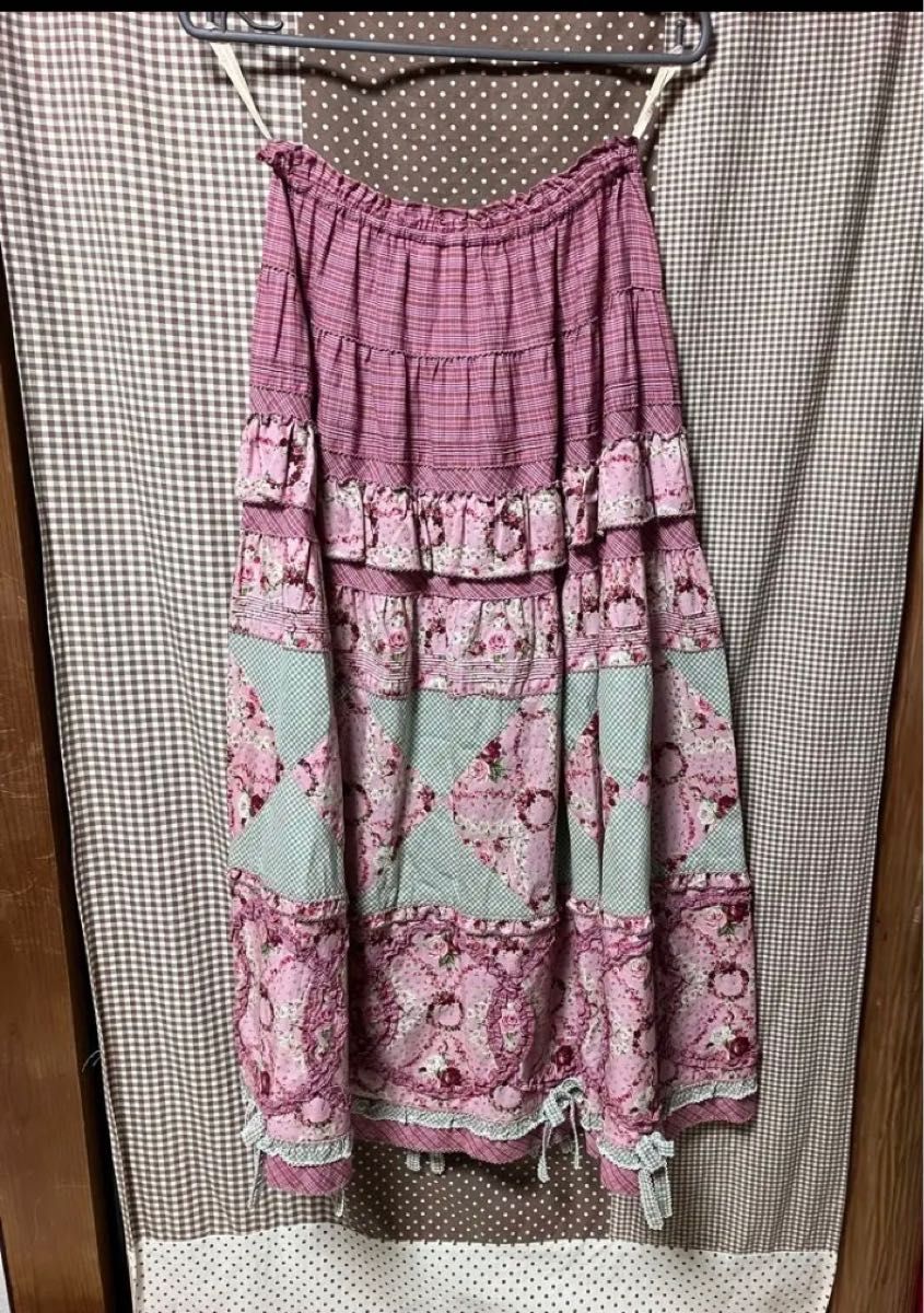 値引き ピンクハウス カタログ掲載品 パッチワーク バラ 薔薇 スカート