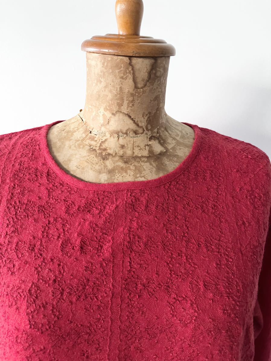 ホワイトブラウン 【未使用】MAISON DE SOIL ボイルウールプレーン刺繍
