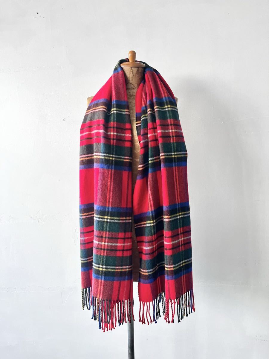 美品】Johnstons of Elgin カシミヤストール Royal Stewart 赤チェック