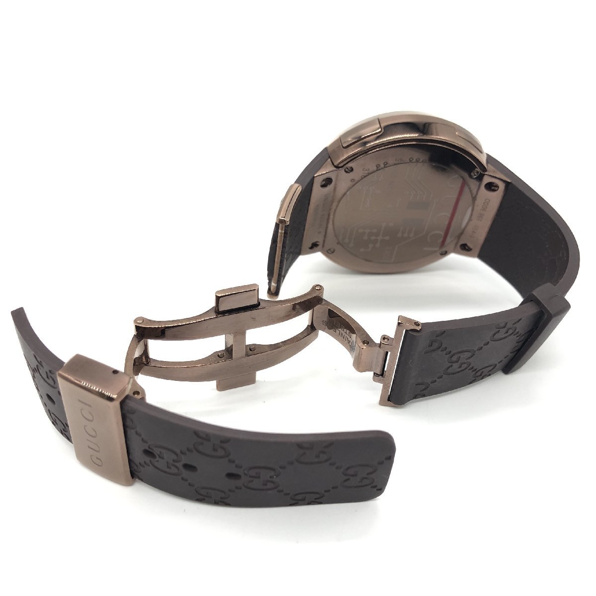 GUCCI グッチ アイグッチ ワールドタイム クォーツ GGラバー 不動品