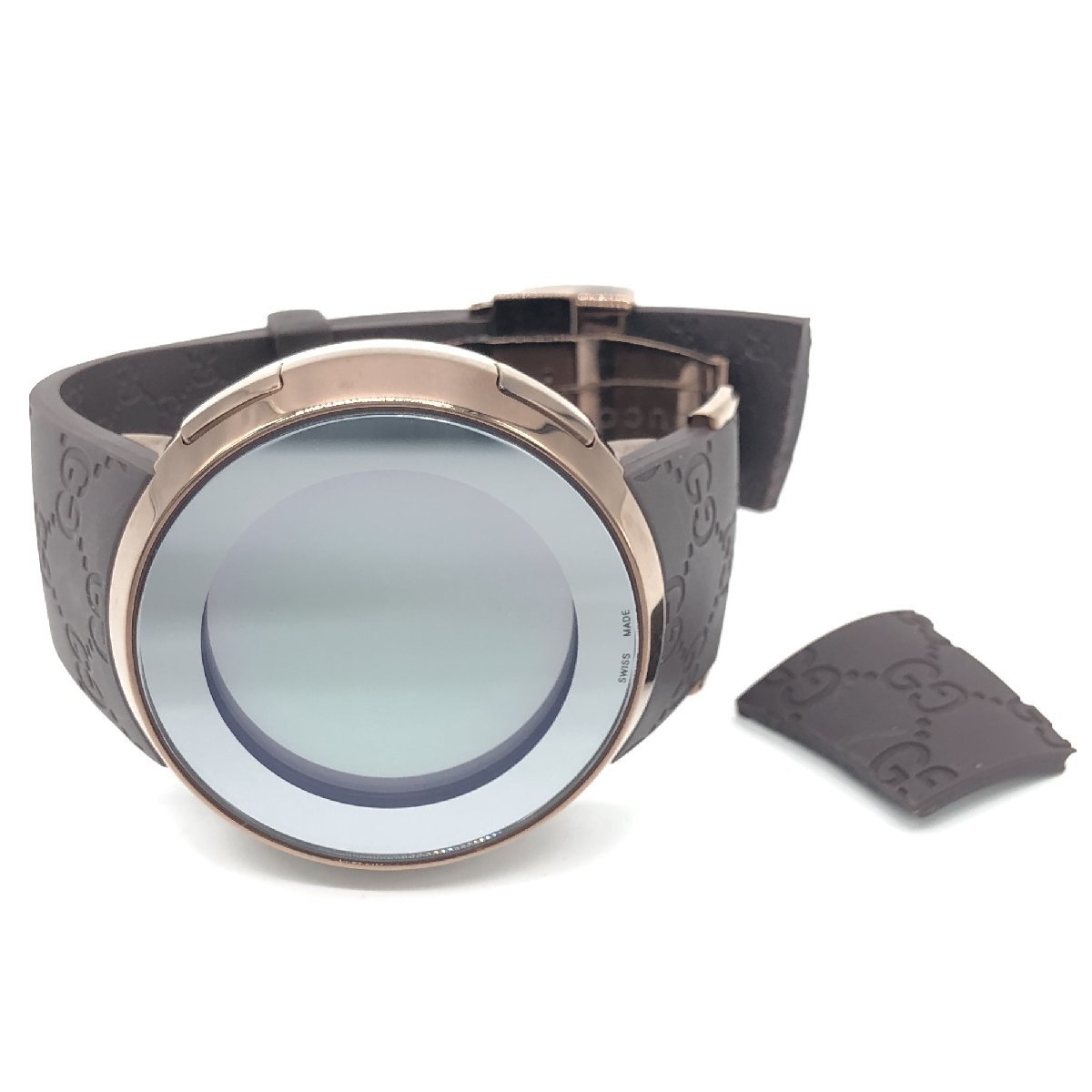 GUCCI グッチ アイグッチ ワールドタイム クォーツ GGラバー 不動品
