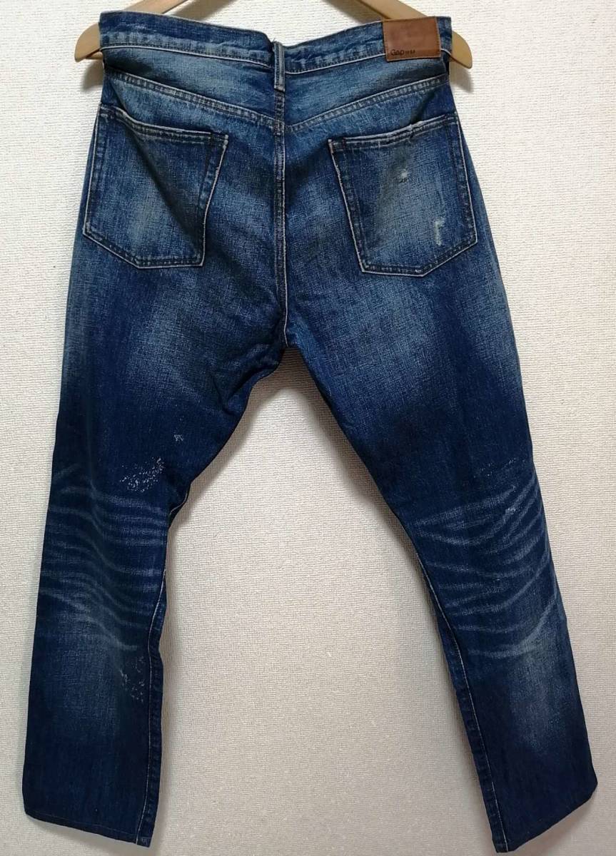 送料520美品 GAP ギャップ SKINNY34×32 1969KAIHARA JAPANESE SELVEDGE DENIM スリムフィットセルビッチデニム クラッシュリペア加工 赤耳_画像2