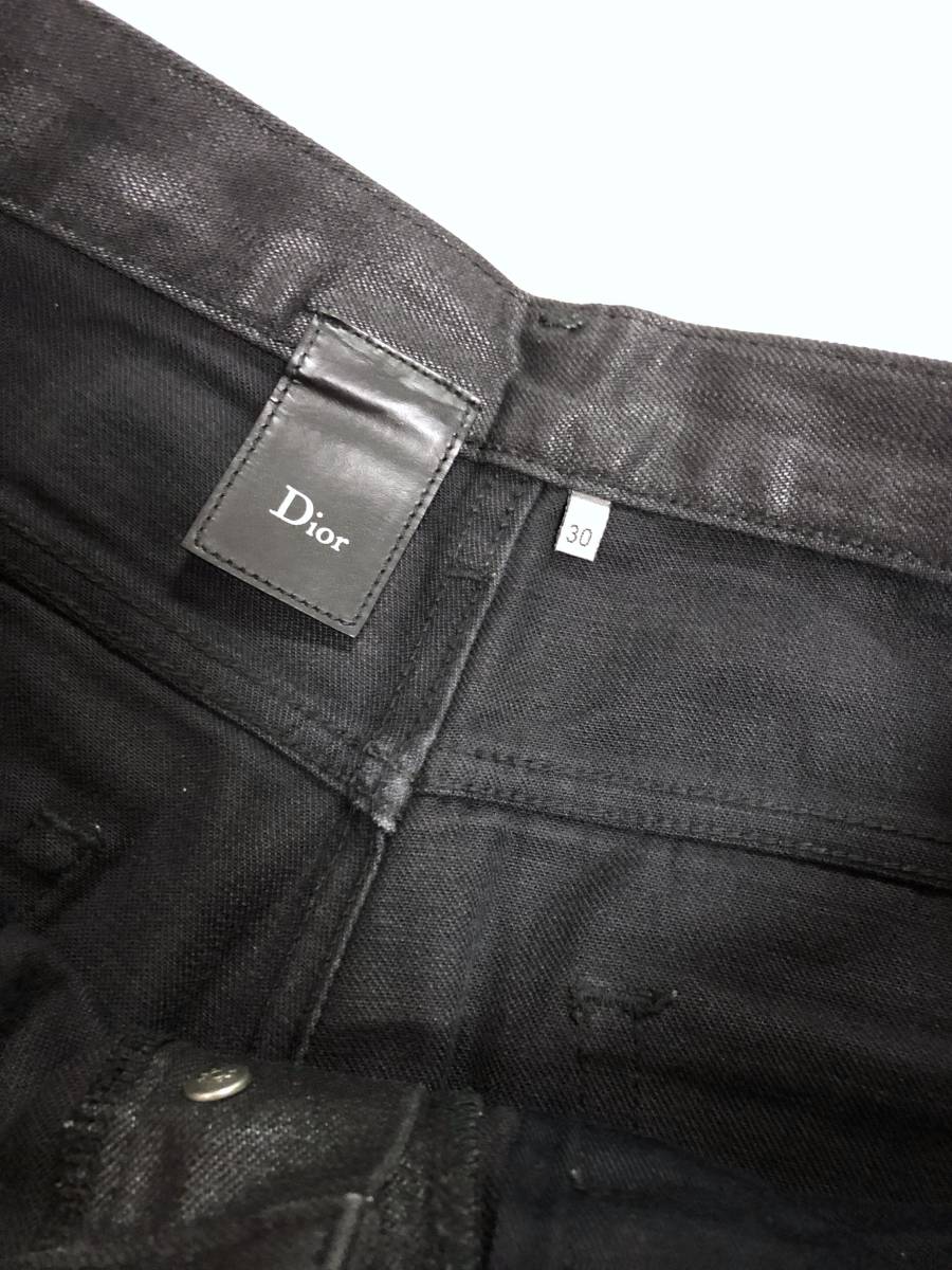 正規 エディ期 Dior Hommeディオールオム コーティングデニムパンツ黒 30 M ナイトフォール 光沢ブラックジーンズ 7H  ポリウレタン樹脂加工