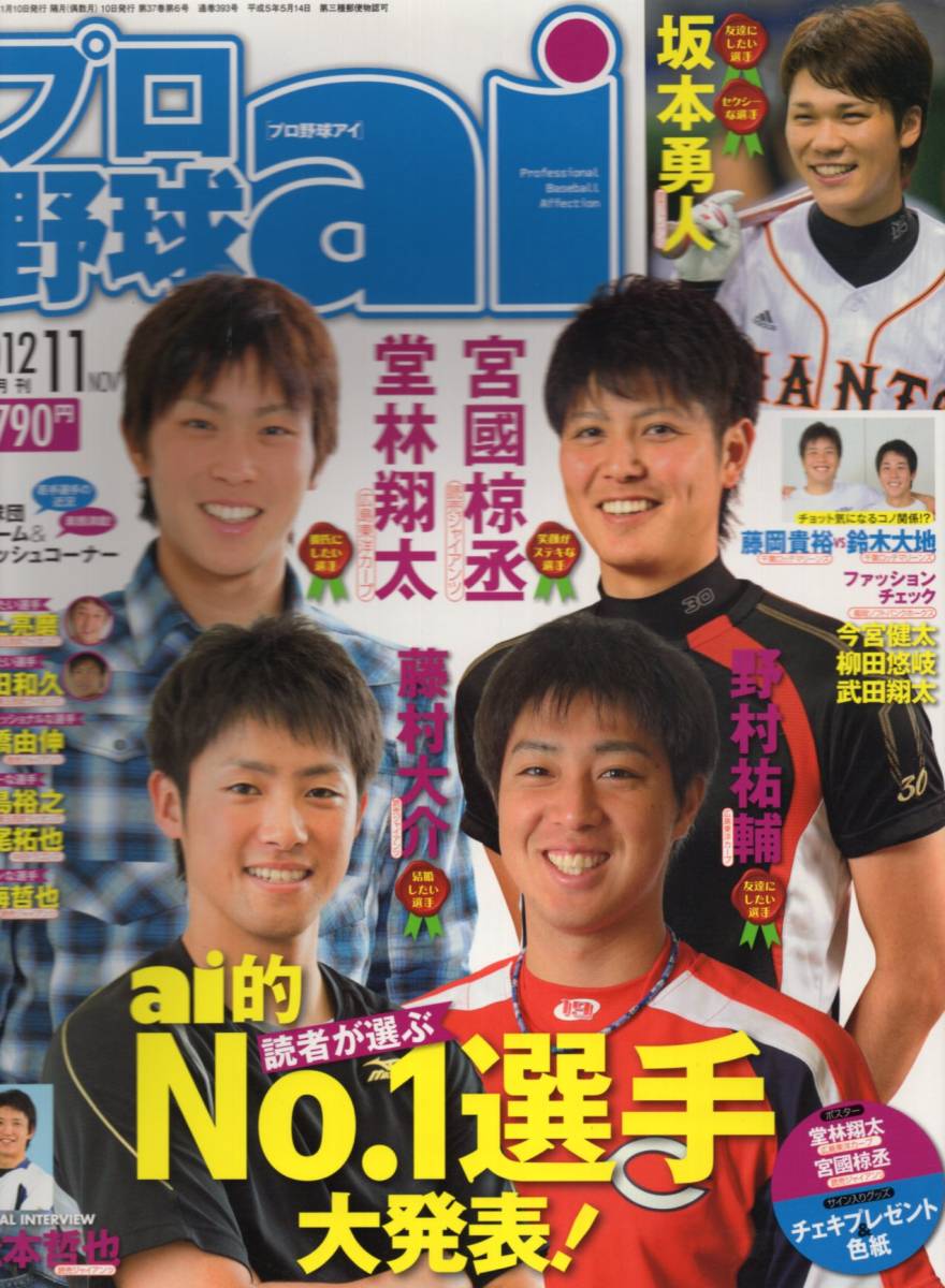 プロ野球ai 12年11月号 野村祐輔 藤村大介 宮國椋丞 堂林翔太 坂本勇人 松本哲也 牧田和久 野上亮磨 中島裕之 浅尾拓也 内海哲也 釜田 代購幫