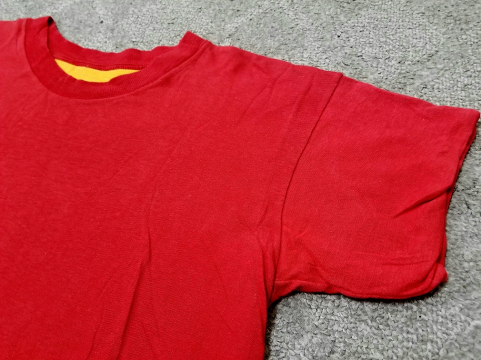 良好 70s USA製 SOUTHERNATHLETIC 綿100％ リバーシブルTシャツ M～L 無地 赤黄 // ビンテージ アメリカ製_画像5