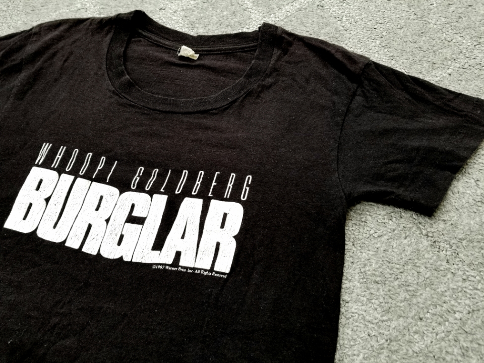 良好 80s 87年 BURGLAR バーグラー プリントTシャツ 黒 S ウーピ―ゴールドバーグ 映画 // ワーナー USA製 ビンテージ_画像2