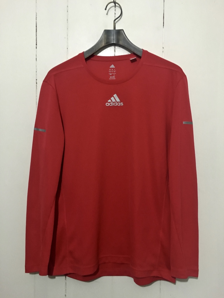 美品 16年製造☆adidas running climalite アディダス ランニング クライマライト 長袖Tシャツ ロンT ポリエステル100% 赤 レッド インナー_画像1