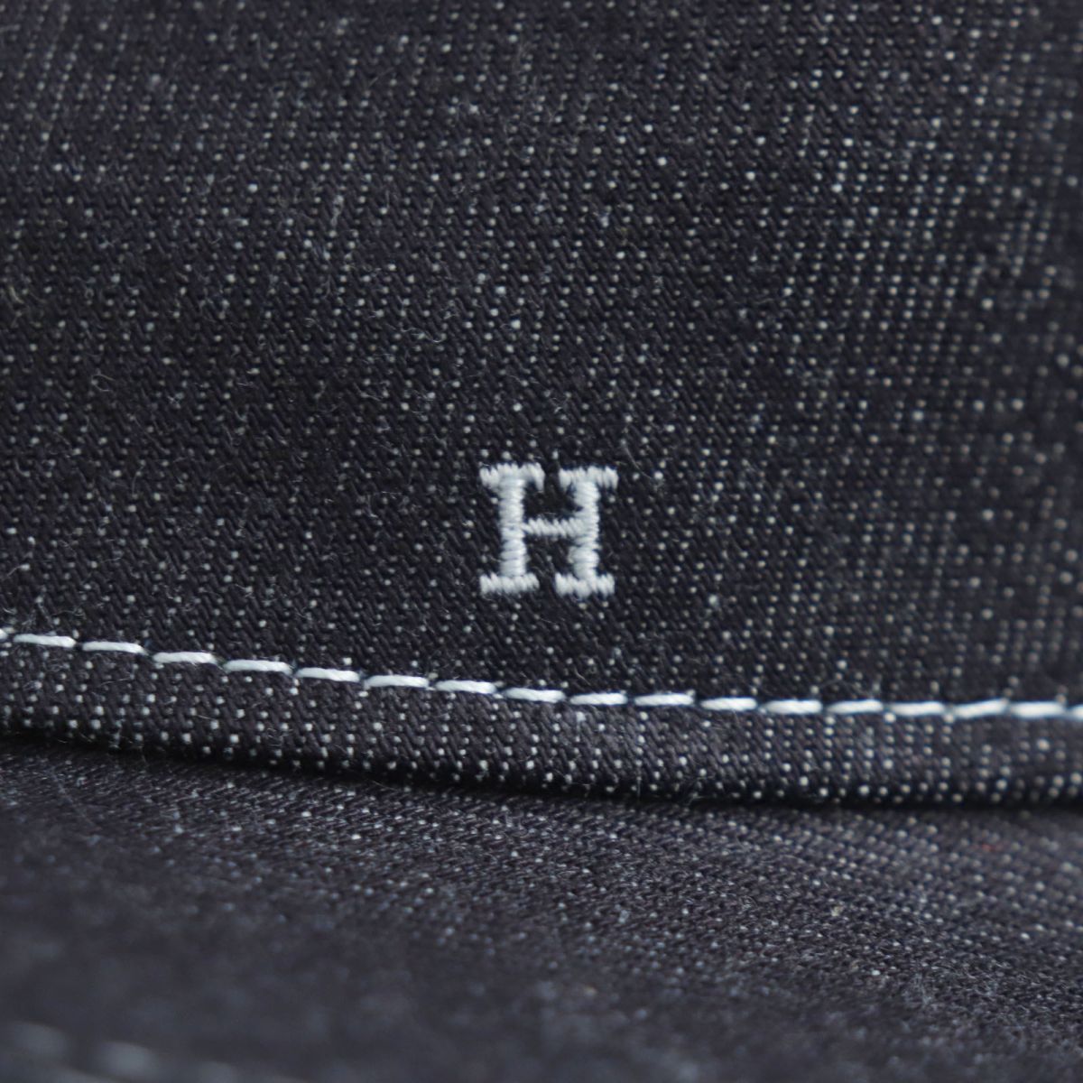極美品▽HERMES エルメス Hロゴ刺繍入り ステッチデザイン デニム 中