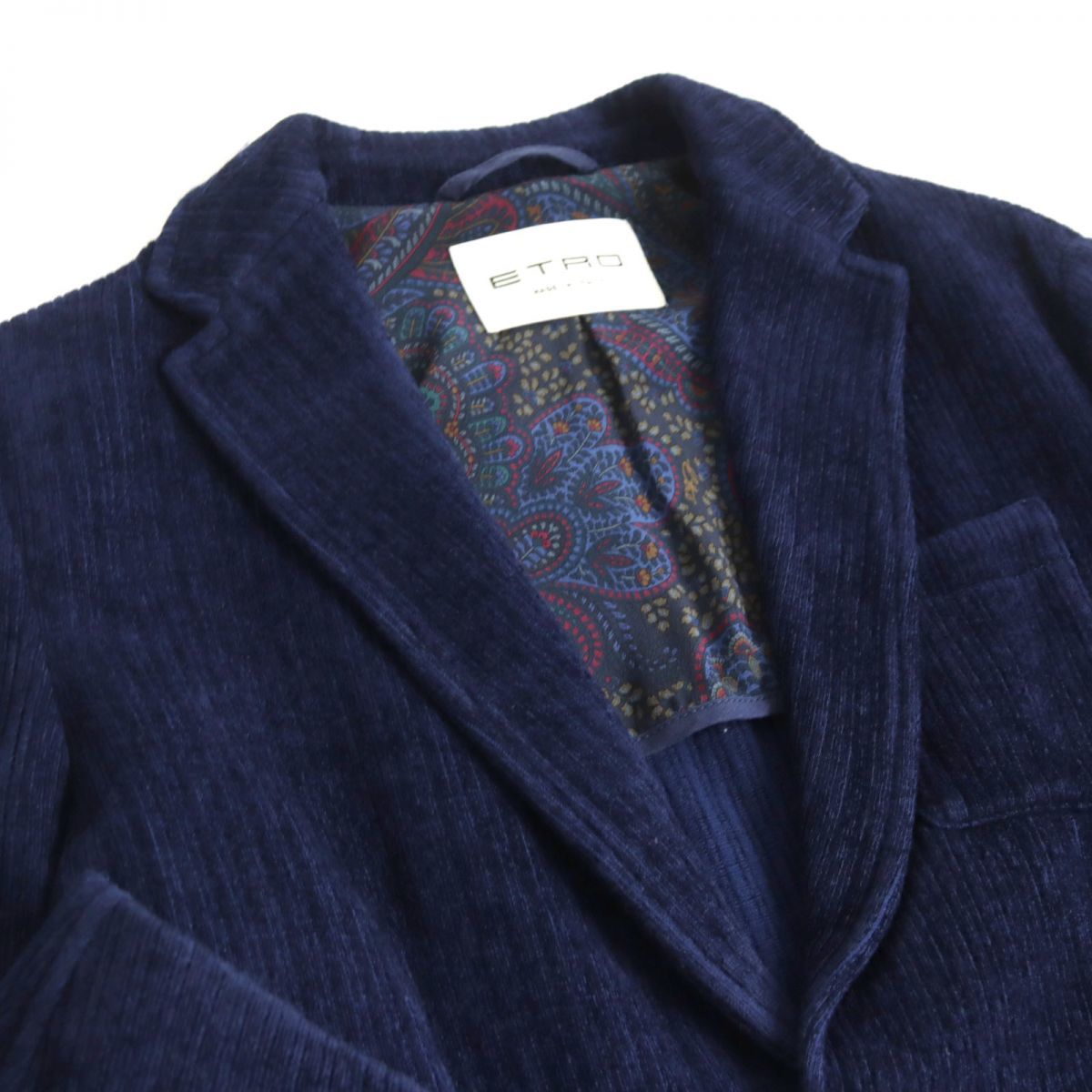 極美品◇2020年製 ETRO エトロ ロゴボタン 裏地ペイズリー柄 裏地