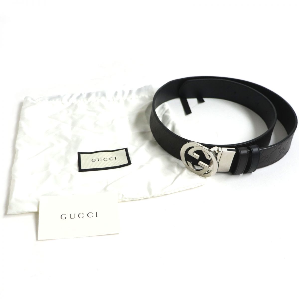 極美品▽GUCCI グッチ 473030 インターロッキングG シルバー金具 シマ