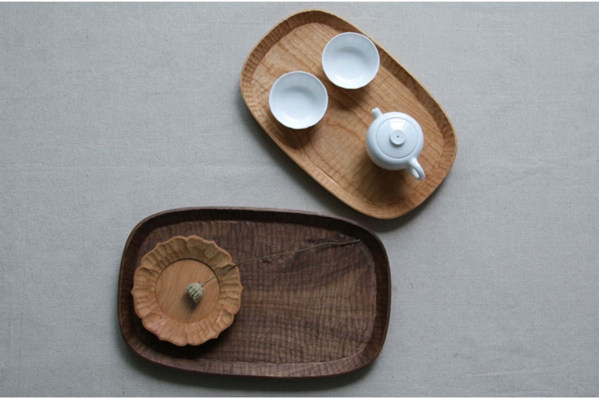 木製皿　プレートな　手作り　1枚　ウッドトレイ　チェリー　北欧　インテリア