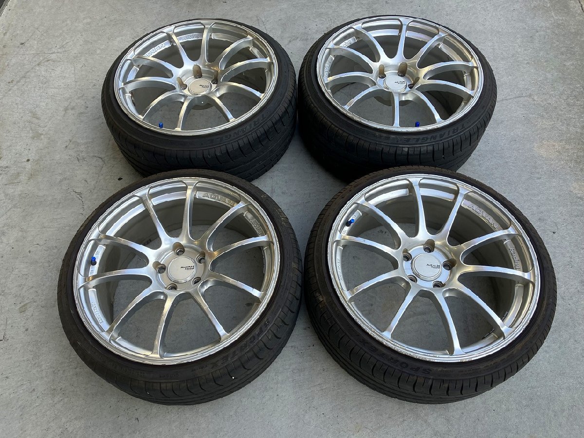 S管理72487 CR-Z 外し】★ADVAN Racing RS 19インチ タイヤ付 アルミ ホイール★8.5J 9.5J 各2本 +45 PCD114.3の画像1