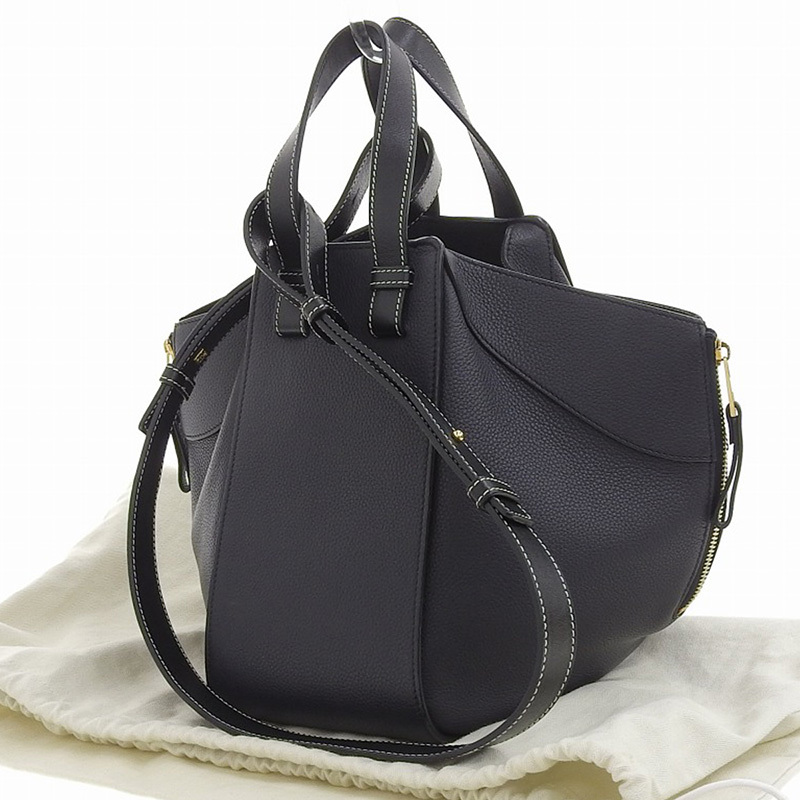 ロエベ LOEWE ハンモックバッグ スモール 2WAYバッグ ハンドバッグ レザー ネイビー/ブラック 38712KBN 中古 新入荷 OB1343_画像2