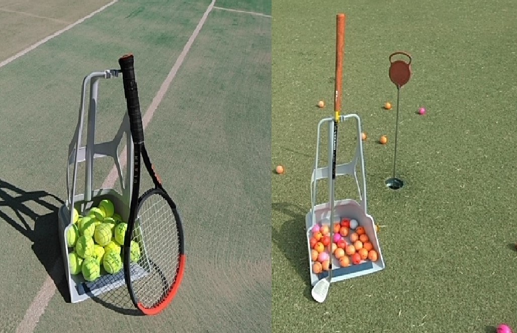 「あつめる君」持ち手高さ７０ｃｍ仕様　１個セット　テニス、ゴルフ、ボール拾い・回収・収集器（背の高い人用に設定）_自立しているのが特徴です。