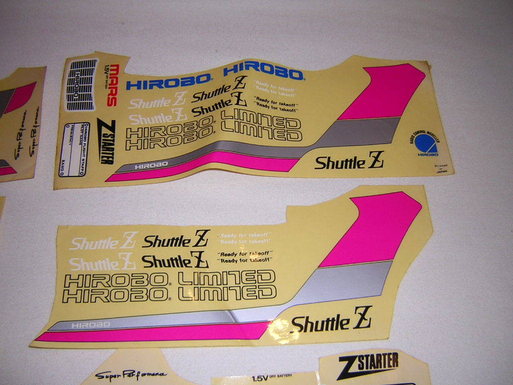  Hirobo Shuttle Z decal private person storage secondhand goods 