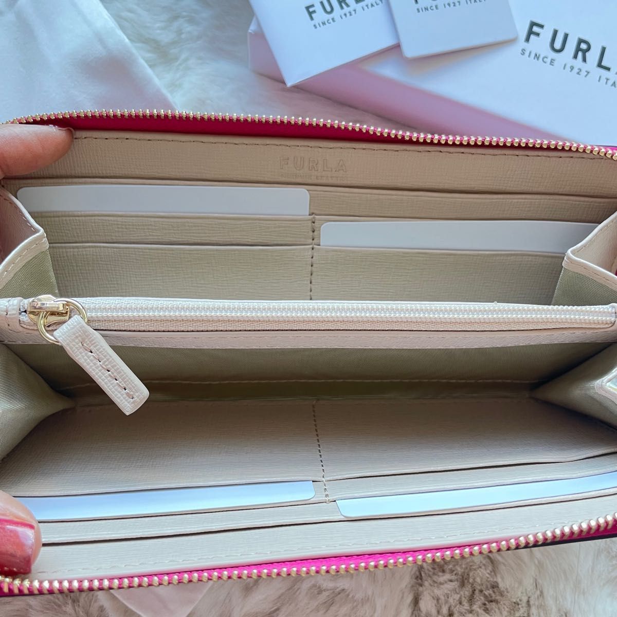 ■新品未使用■フルラ スリム長財布 furla バビロン 本革ピンク