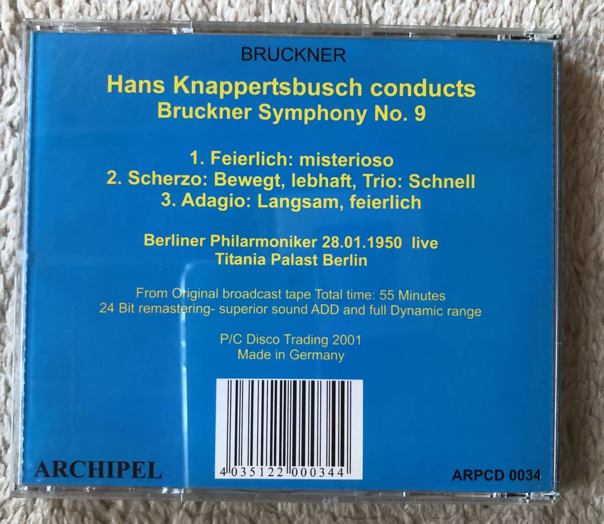 CD-Mar / 独ARCHIPEL / Hans Knappertsbusch conducts Berliner Philharmoniker / BRUCKNER_Sinfonie Nr.９（Live）　_画像2