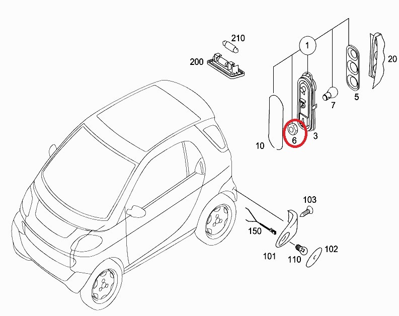 スマート SMART フォーツー Fortwo テールランプ取付ナット 4個セット Q0006449V001000000_画像2