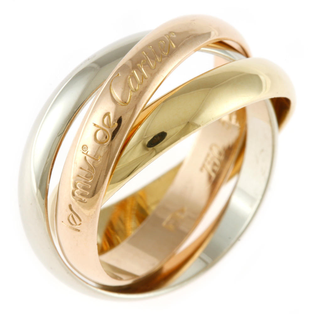CARTIER カルティエ K18YG K18WG リング 指輪 12号 #52 3連 3カラー トリニティ 18金 K18イエローゴールド K18ホワイトゴールド【BJ】 chuguevrda.gov.ua