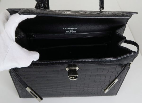 MORABITO モラビト クロコダイル ハンドバッグ スカラ 28 黒 x