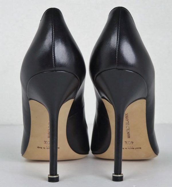 Manolo Blahnik マノロブラニク ハンギシ hangisi ヒール パンプス 黒 40.5 b6396の画像6