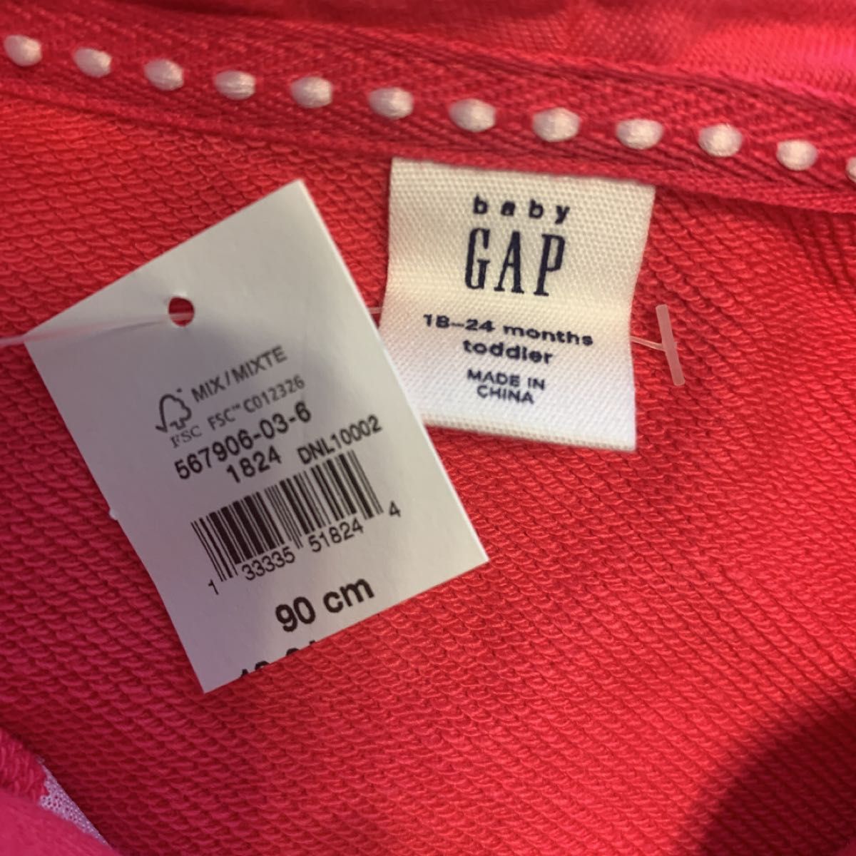 【新品】baby GAP ベビー ギャップ ロゴ パーカー アウター 上着 ピンク フード 90cm 女の子 保育園 長袖